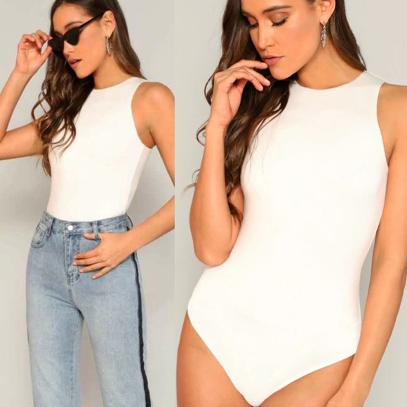 High neck racerback tank bodysuit black - Picture 4 of 4